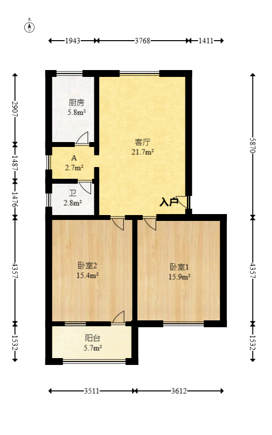 市委党校宿舍区  2室2厅1卫    56.8万 市委党校宿舍区  2室2厅1卫    56.8万户型图