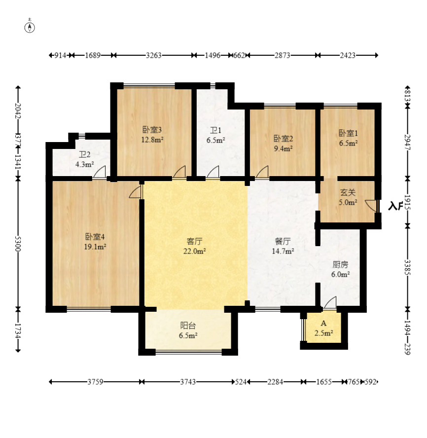 时代倾城三期  4室2厅2卫    128.0万 时代倾城三期  4室2厅2卫    128.0万户型图