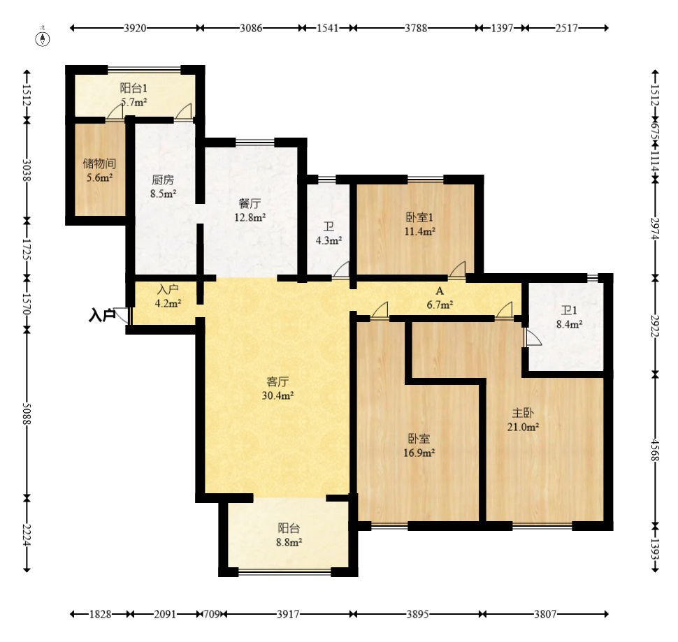 三一街区 5室2厅2卫 129.0万 三一街区 5室2厅2卫 129.0万户型图