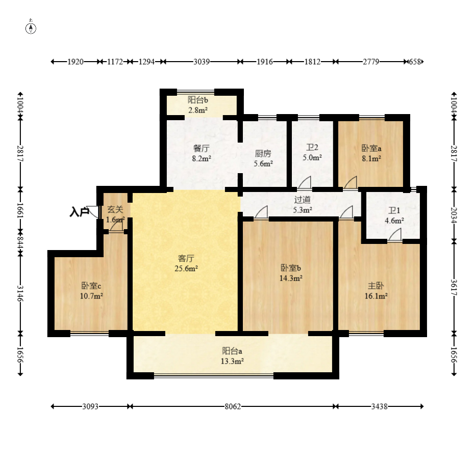 大汉汉府一期  4室2厅2卫    103.8万 大汉汉府一期  4室2厅2卫    103.8万户型图