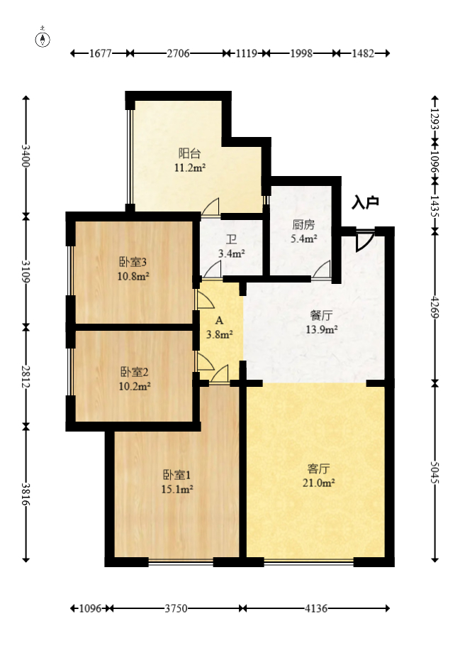 才子嘉都  3室2厅1卫   95.00万室内图1