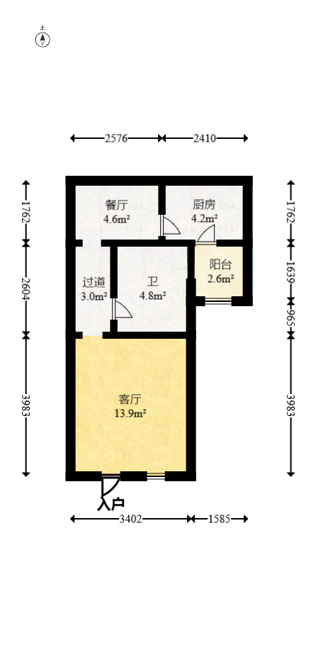 恒大御景天下城三期  1室1厅1卫   38.00万室内图1