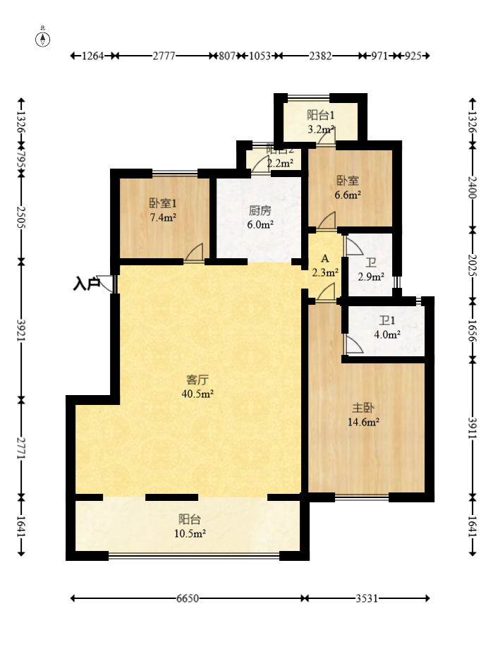爱情天骄府  3室2厅2卫    99.8万室内图1