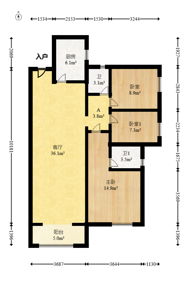 荣盛花语城 3室2厅2卫 85.0万 荣盛花语城 3室2厅2卫 85.0万户型图