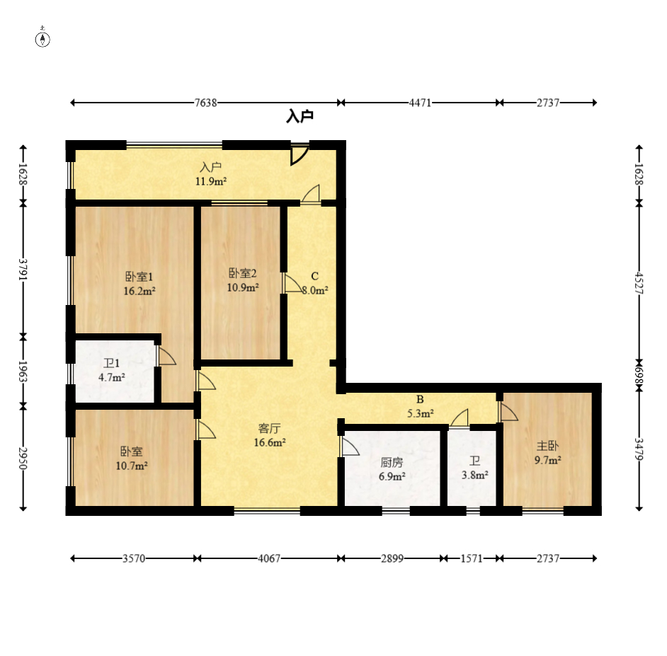 红树湾 3室2厅2卫 62.8万 红树湾 3室2厅2卫 62.8万户型图