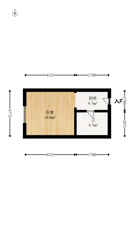 君合天玺  1室1厅1卫   26.60万室内图1