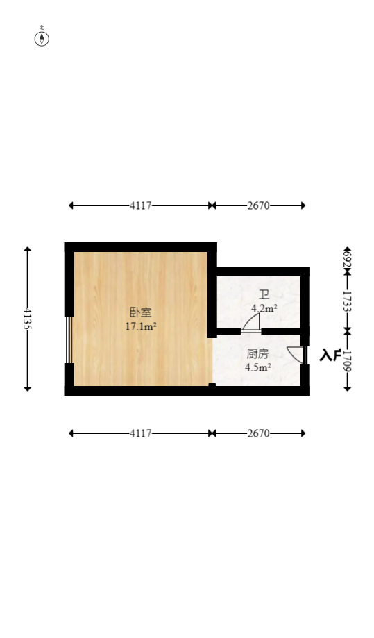 君合天玺  1室1厅1卫   26.60万室内图1
