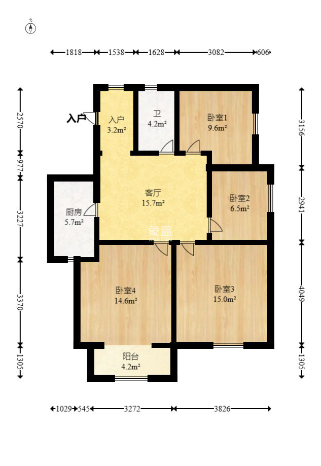 鸿基橄榄君庭  1室2厅1卫   82.00万
