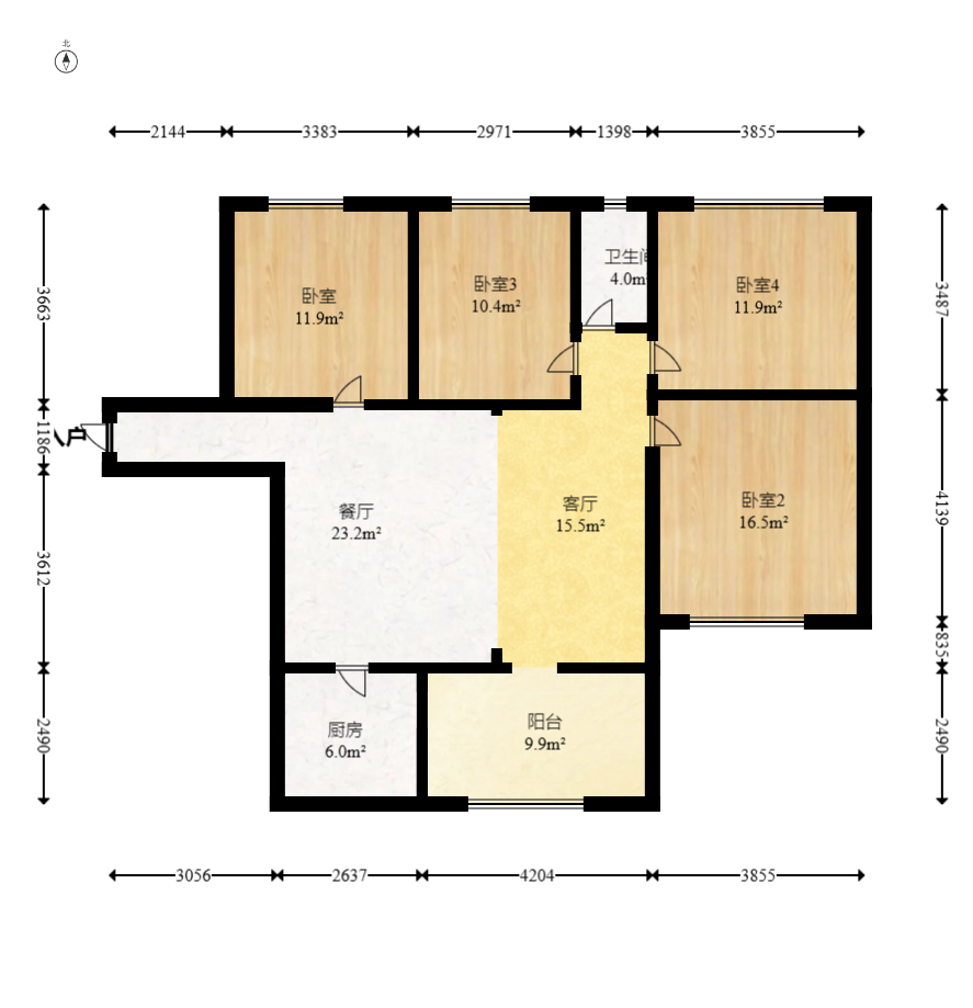 海德公园  4室2厅1卫   78.80万室内图1