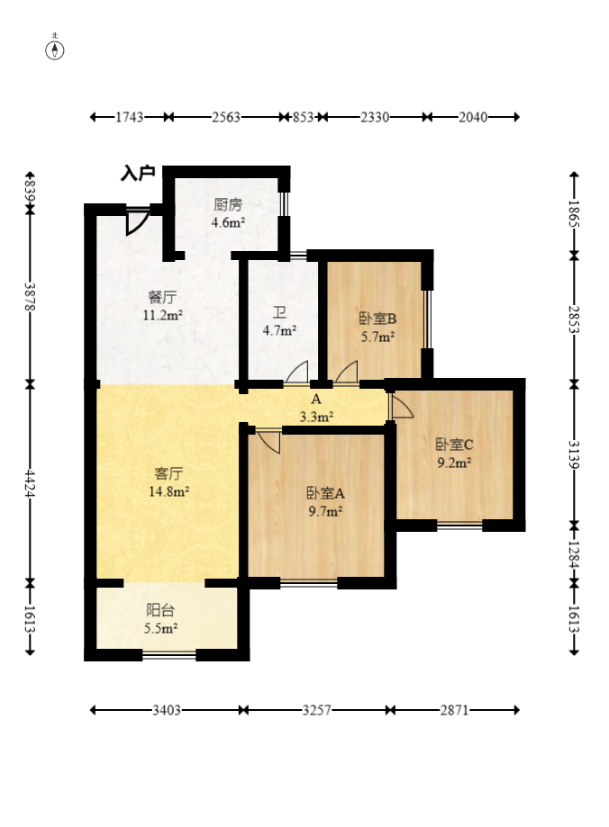 佛奥康桥水岸 3室2厅1卫 52.8万 佛奥康桥水岸 3室2厅1卫 52.8万户型图