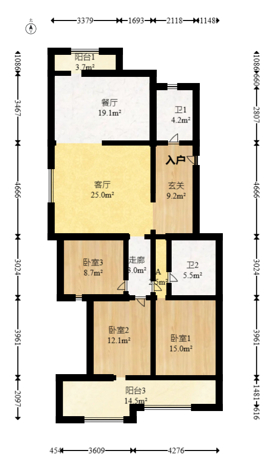 星语林名园 3室2厅2卫 82.0万 星语林名园 3室2厅2卫 82.0万户型图