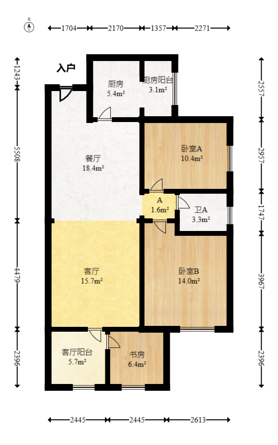 钰龙天下二期（钰龙佳园）  2室2厅1卫   190.00万室内图1