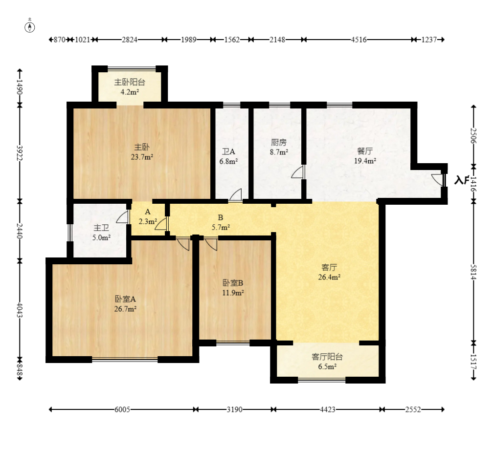 沁园春  3室2厅2卫   178.00万室内图1