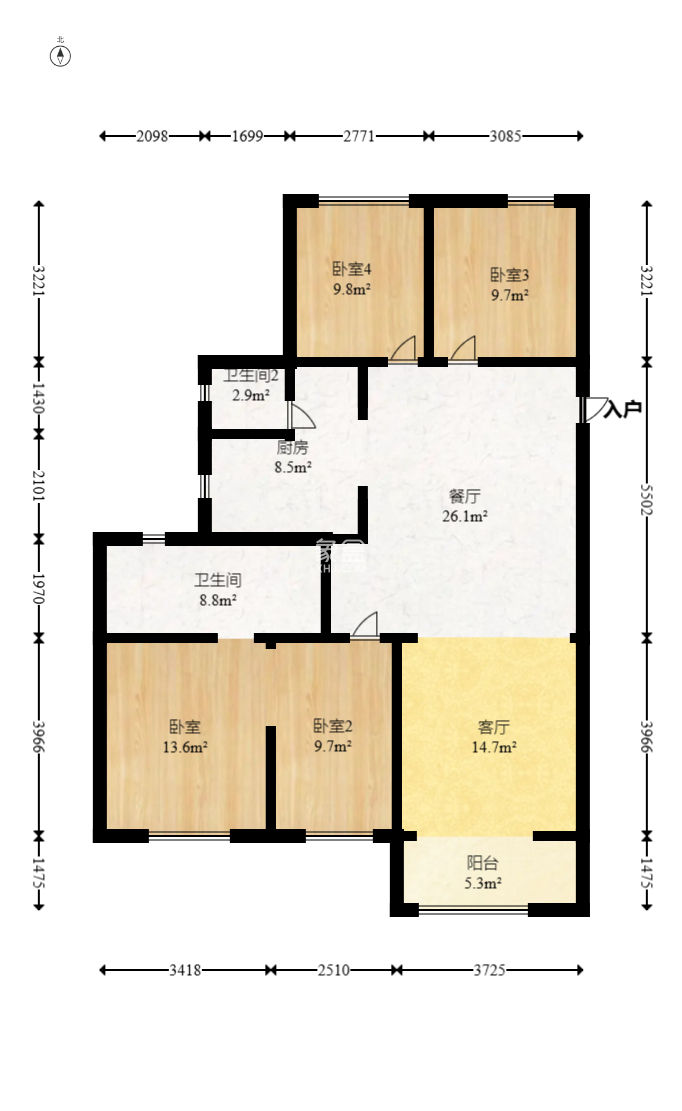 芙蓉万国城MOMA（卓越汇富苑）  3室2厅2卫    101.88万