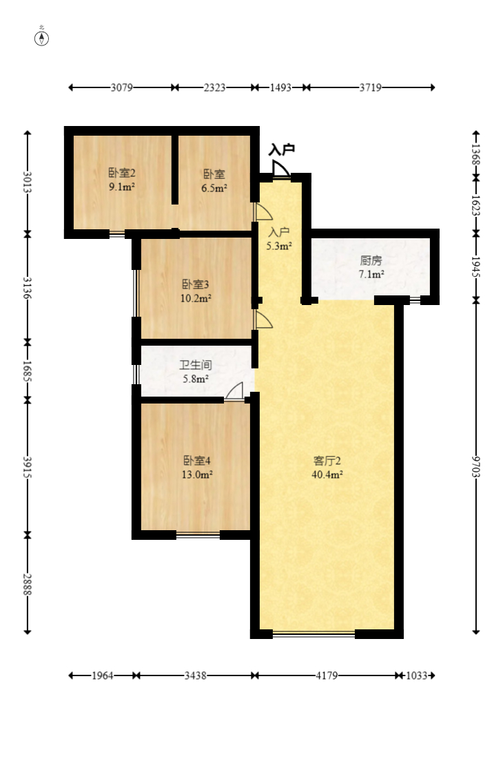 中交中央公园D4区 3室1厅1卫 125.0万 中交中央公园D4区 3室1厅1卫 125.0万户型图