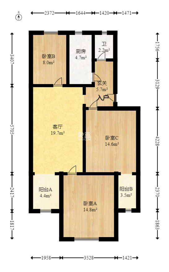 湖南电视台宿舍  3室1厅1卫    57.99万