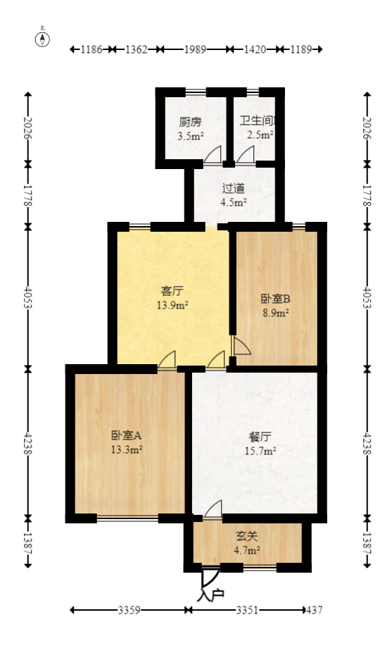 化工设计院  3室1厅1卫   54.90万室内图1