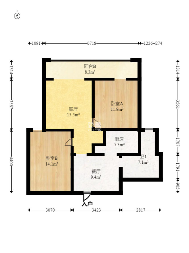 中城丽景香山园  2室2厅1卫   68.00万