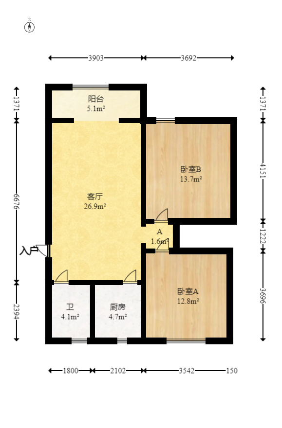 福嘉园  2室2厅1卫   68.00万室内图1