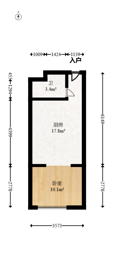 鑫远御文台一期  1室1厅1卫   37.00万室内图1