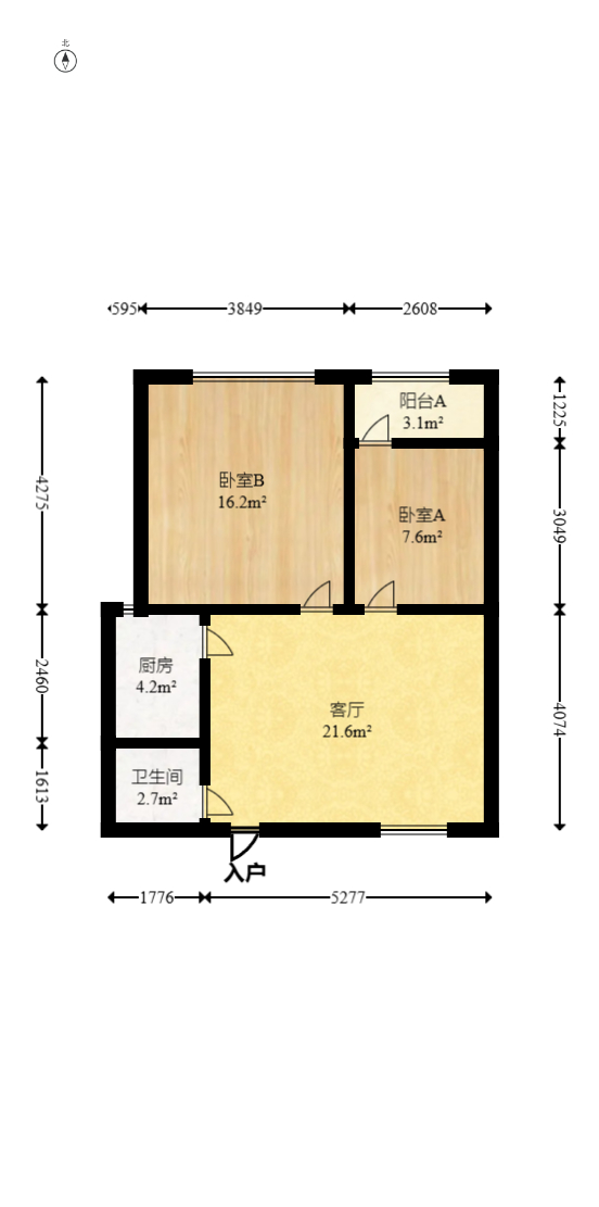 建鸿达华都（华都小户型及大华写字楼）  2室1厅1卫   68.00万室内图1