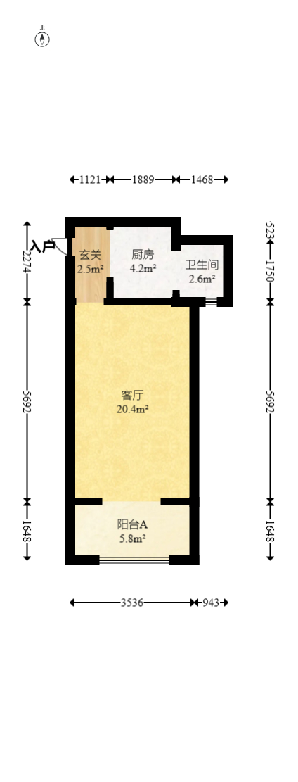 中江佳境天成  1室1厅1卫   27.00万室内图1