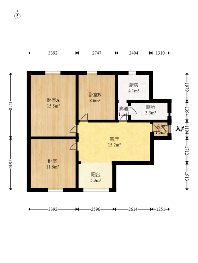 湖南大学天马西村  3室2厅1卫   73.00万室内图1