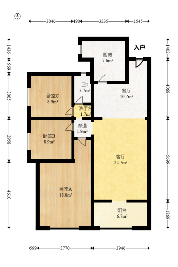 江山帝景哈佛  3室2厅1卫   89.00万室内图1