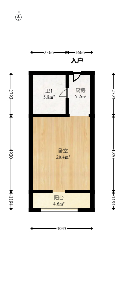 江山帝景哈佛  1室1厅1卫   27.00万室内图1
