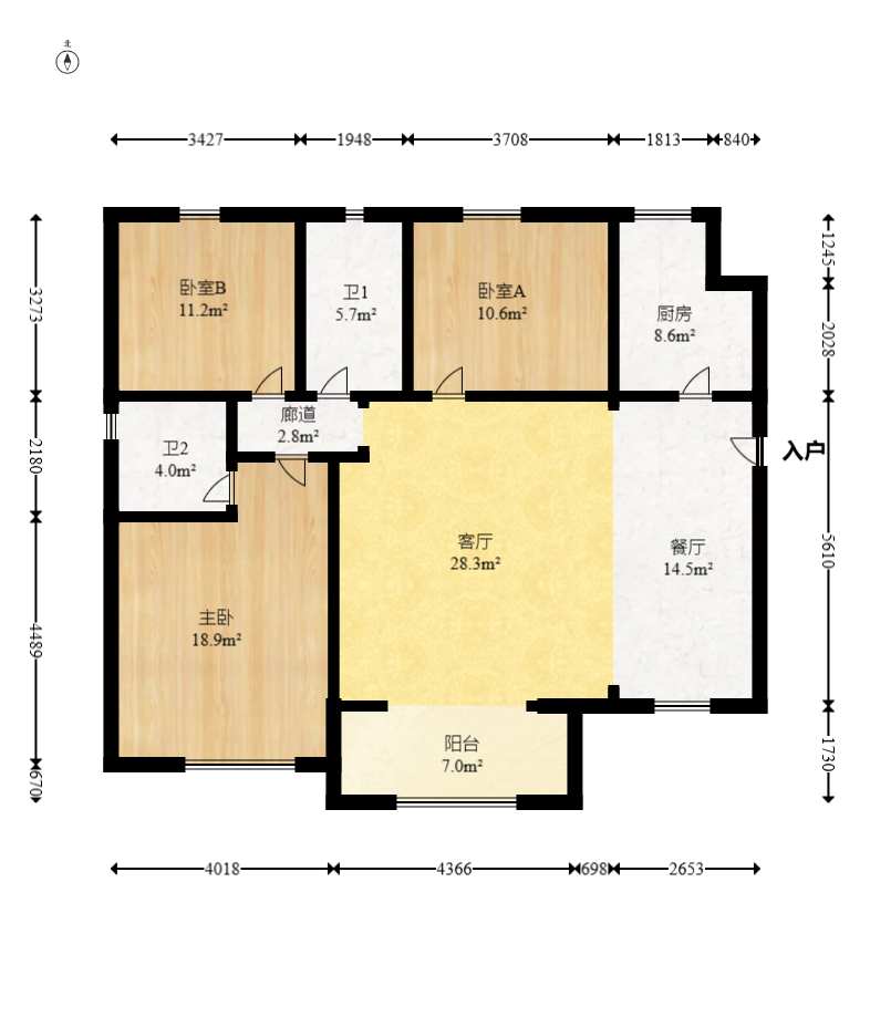 江山帝景哈佛  3室2厅2卫   120.00万室内图1