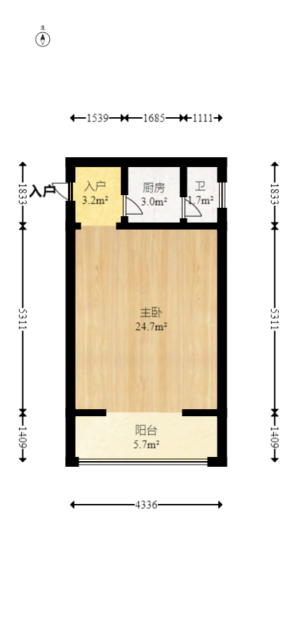 蝴蝶谷  1室1厅1卫   24.80万室内图1
