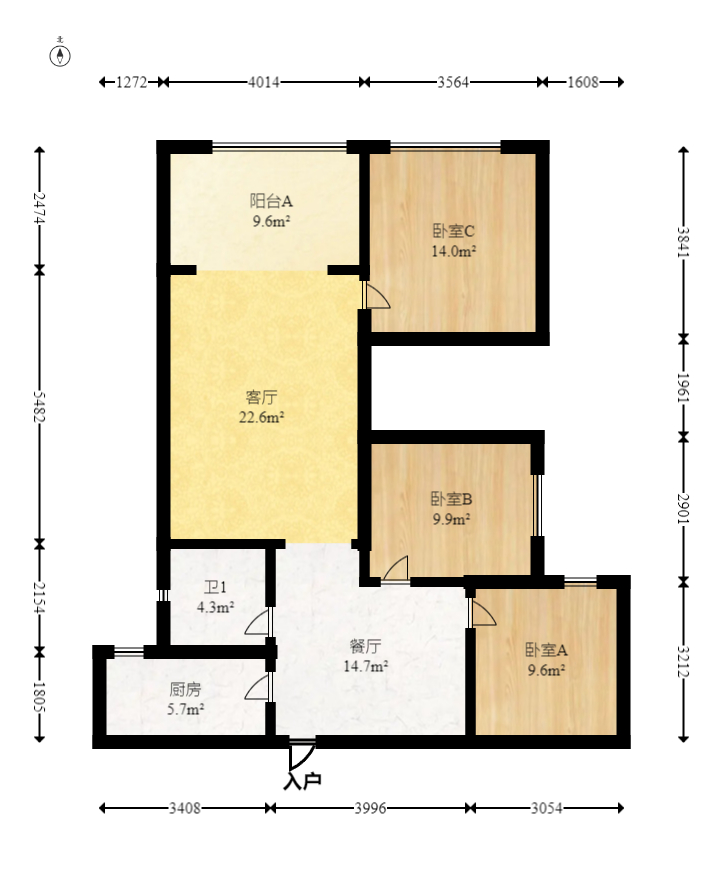 臻园  3室2厅2卫   150.00万室内图1