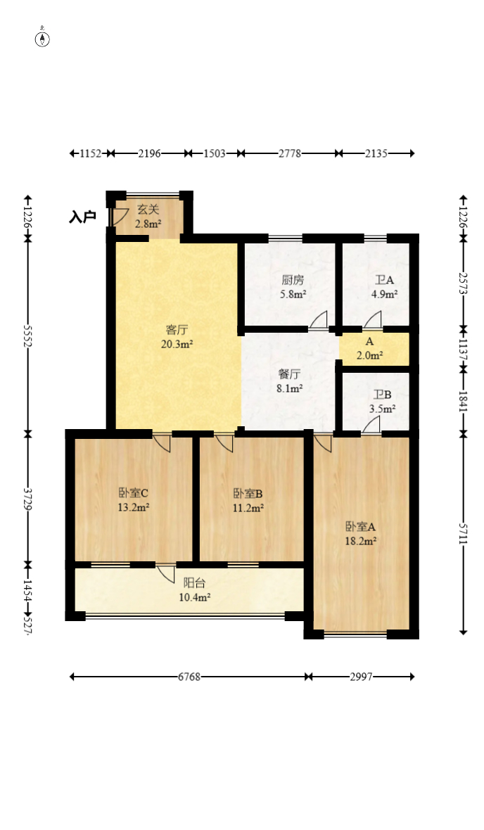 湖南省体育局单位宿舍（省体总会宿舍）  3室2厅1卫   110.00万室内图1