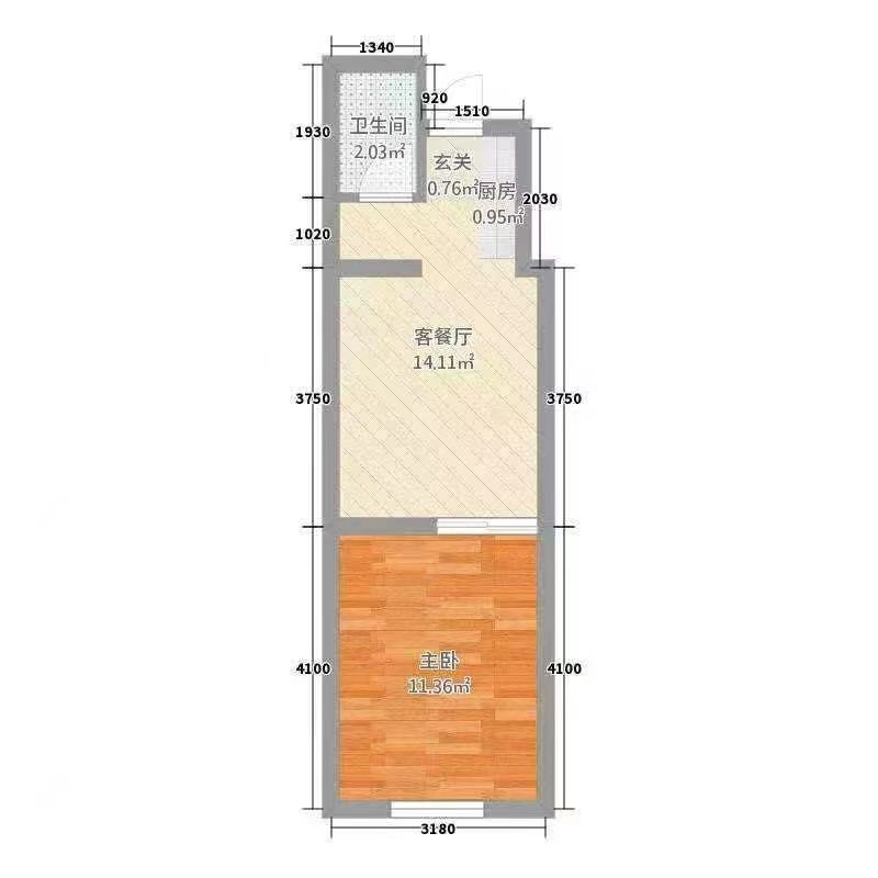 华南城市广场  1室1厅1卫   1700.00元/月室内图