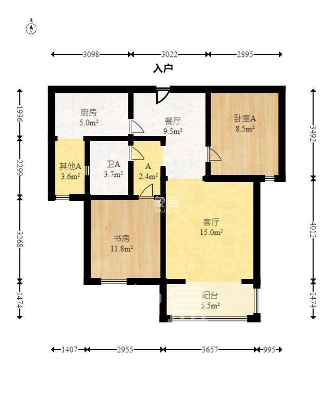 五矿万境水岸一期(万境水岸嘉苑) 2室1厅1卫 2100.0元/月 五矿万境水岸一期(万境水岸嘉苑) 2室1厅1卫 2100.0元/月室内图