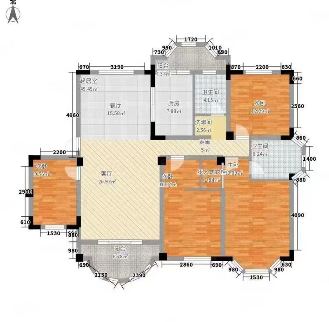 中梁龙泉台  4室2厅2卫   130.00万户型图