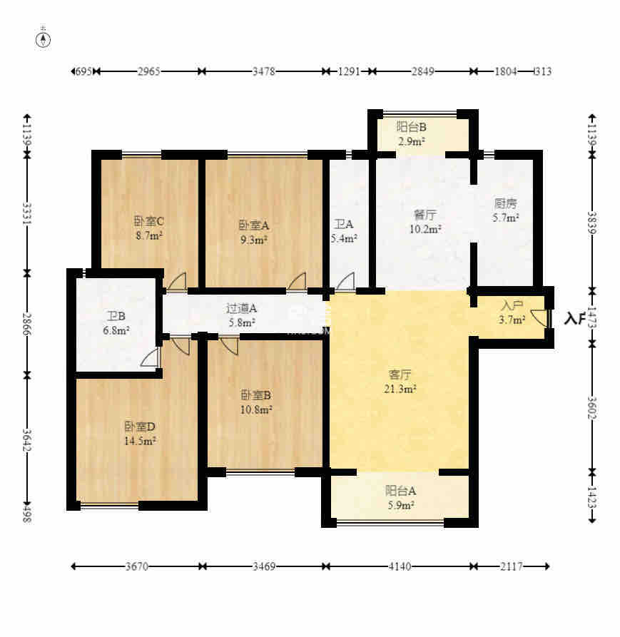中建嘉和城凤凰台（中建瑞兴家园）  4室2厅2卫   2700.00元/月户型图