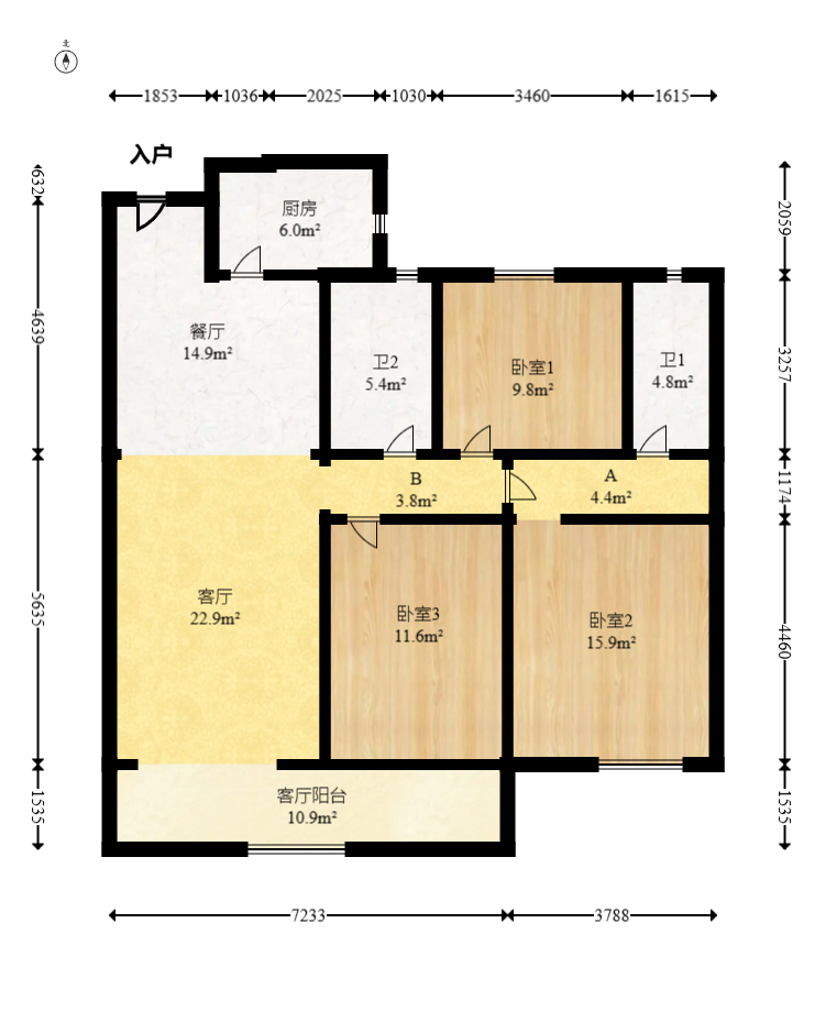 中建钰和城  3室2厅2卫   176.00万室内图1