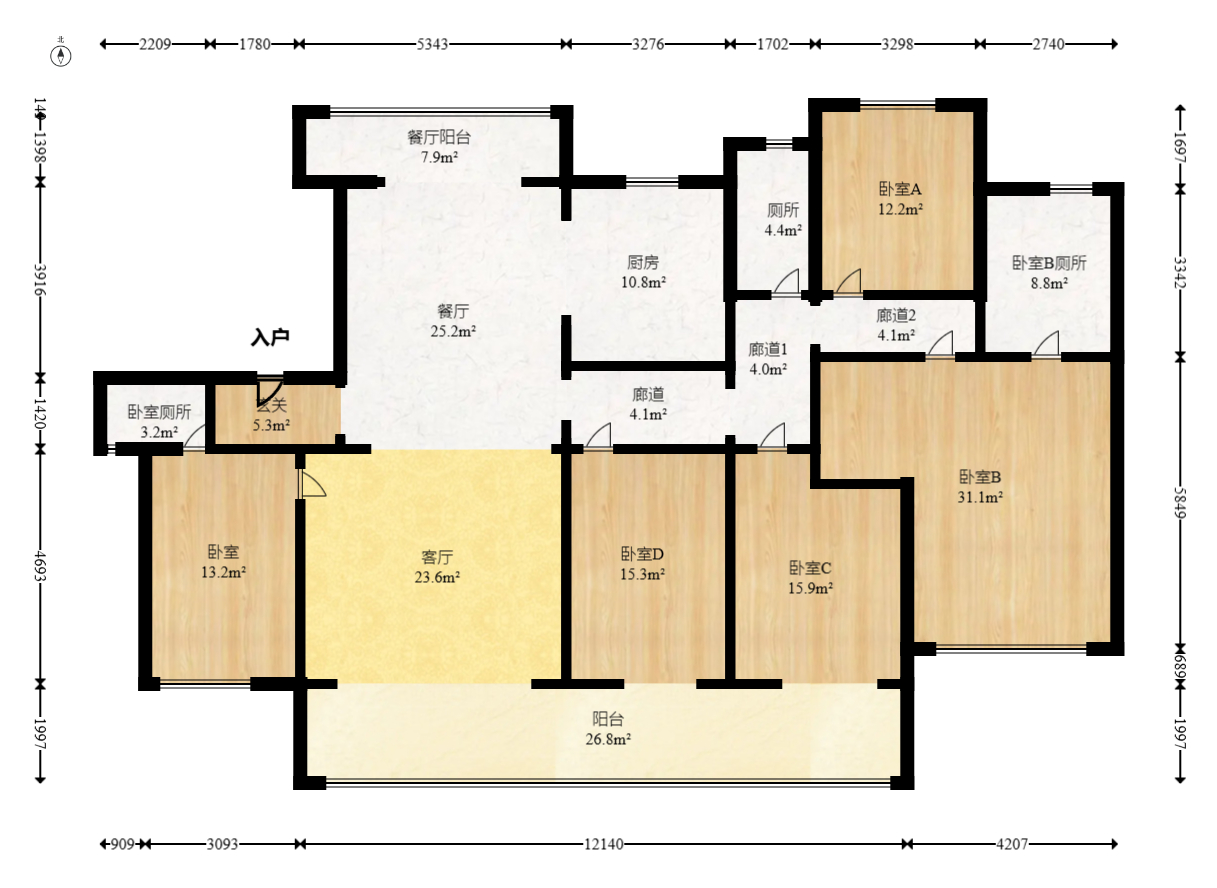 城发恒伟洋湖映2009  5室2厅2卫    315.0万 城发恒伟洋湖映2009  5室2厅2卫    315.0万户型图