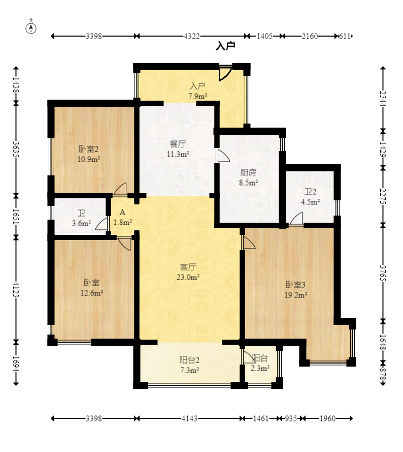 永祺西京  3室2厅2卫    158.0万室内图1
