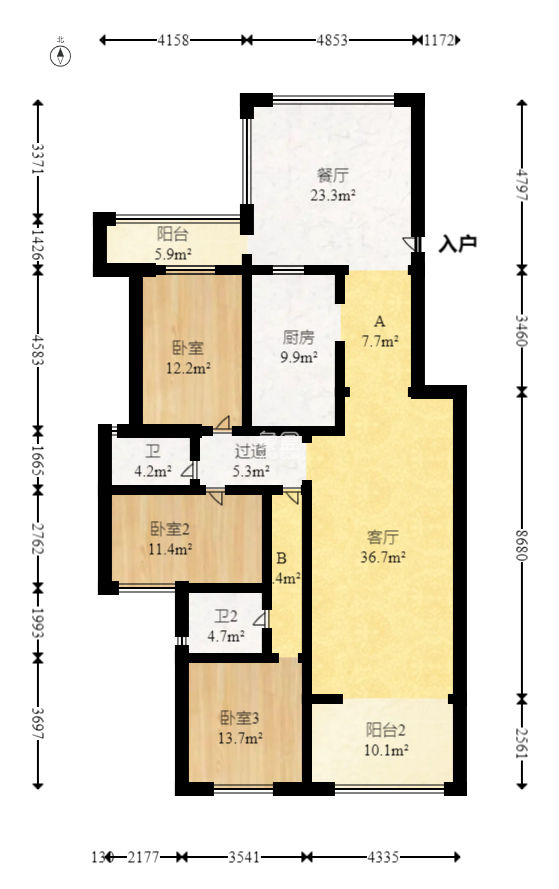 未来城科学家园  3室2厅1卫   158.00万