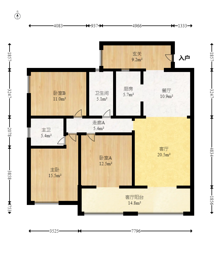 中建芙蓉嘉苑  3室2厅2卫   125.00万室内图1