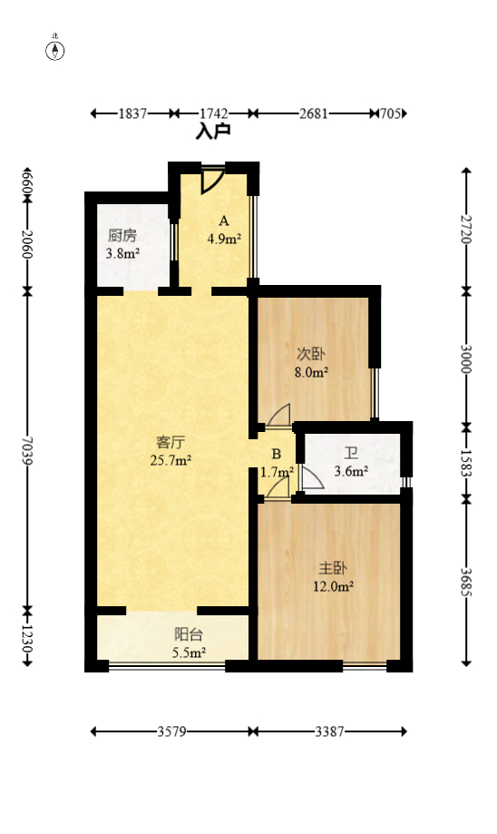 东方航标 2室2厅1卫 45.0万 东方航标 2室2厅1卫 45.0万户型图