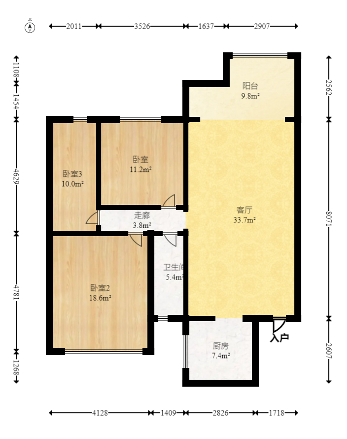 星城国际  3室2厅1卫   59.80万室内图1