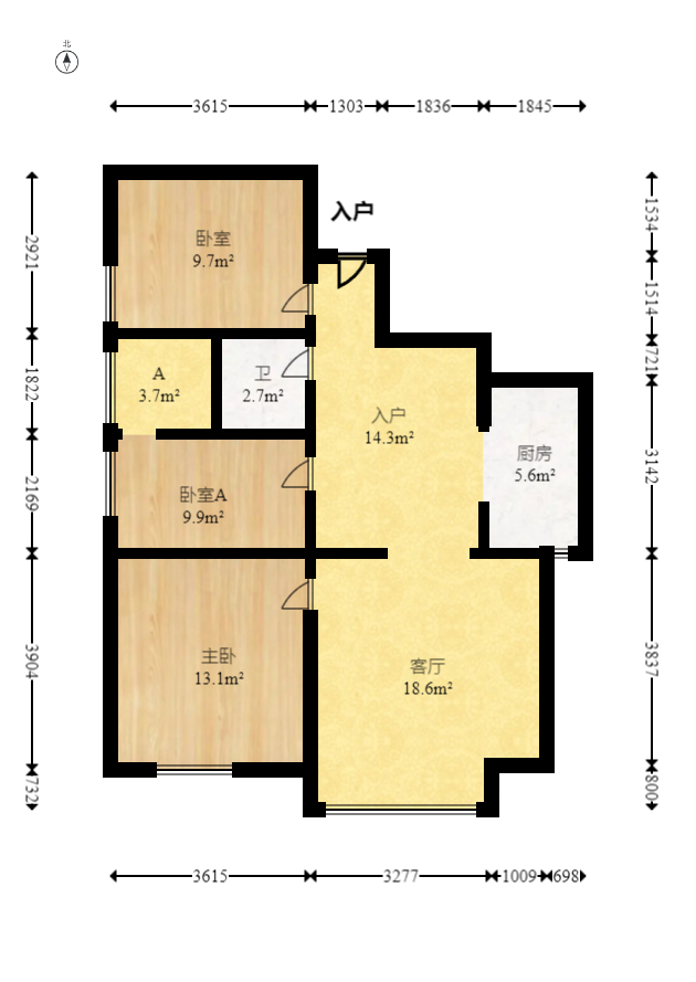 楚天世纪城东苑 3室2厅2卫 53.8万 楚天世纪城东苑 3室2厅2卫 53.8万户型图
