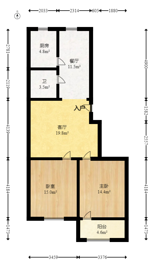 中南汽车世界  2室2厅1卫   30.00万室内图1
