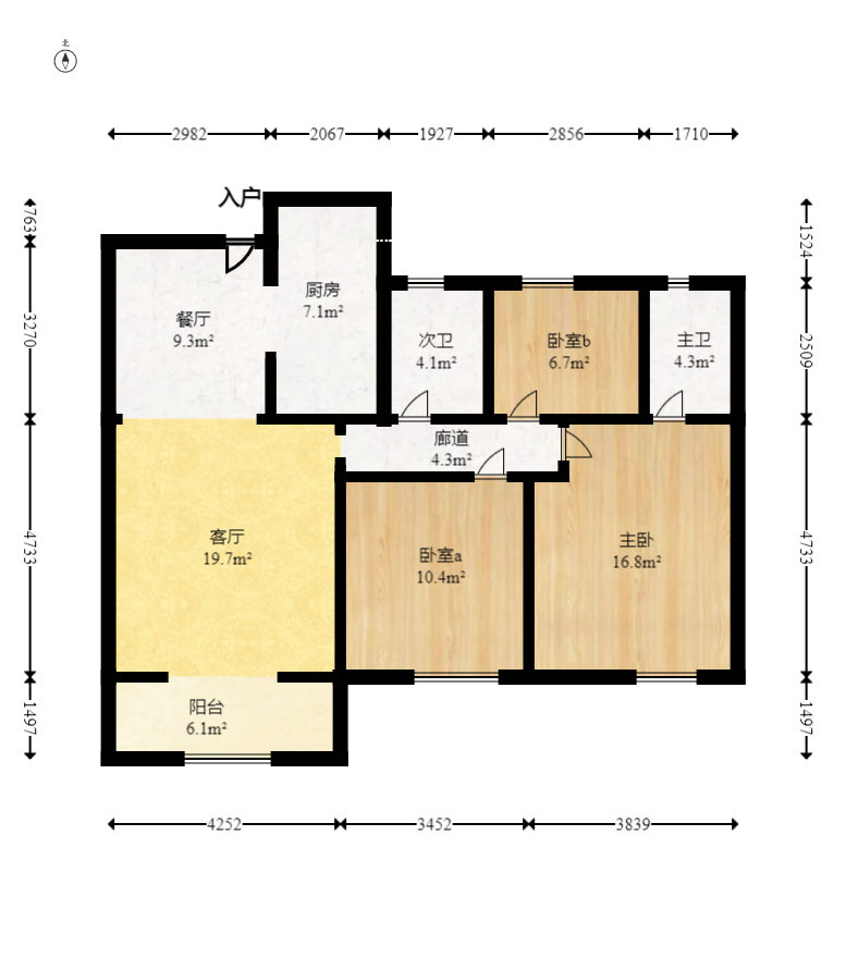 梦想新天地  3室2厅2卫   127.00万室内图1