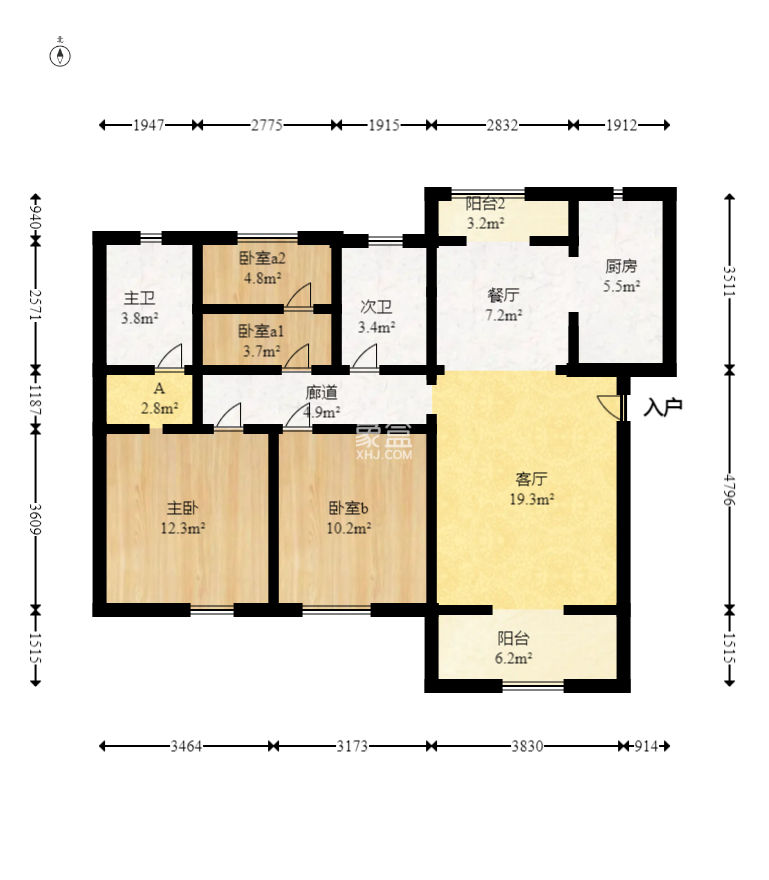 汉唐世家二期  3室2厅1卫    88.0万