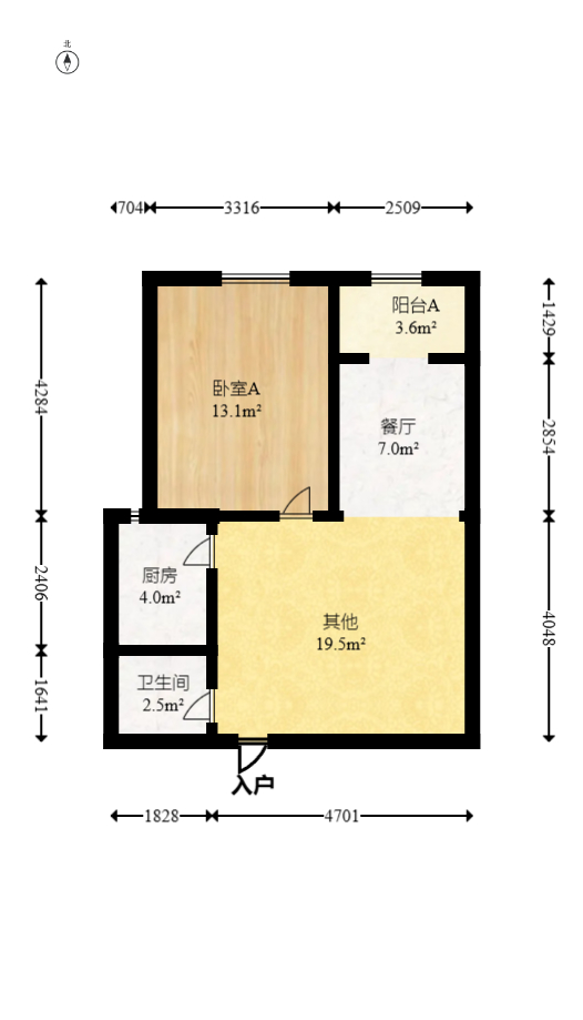 建鸿达华都（华都小户型及大华写字楼）  1室1厅1卫    60.0万室内图1