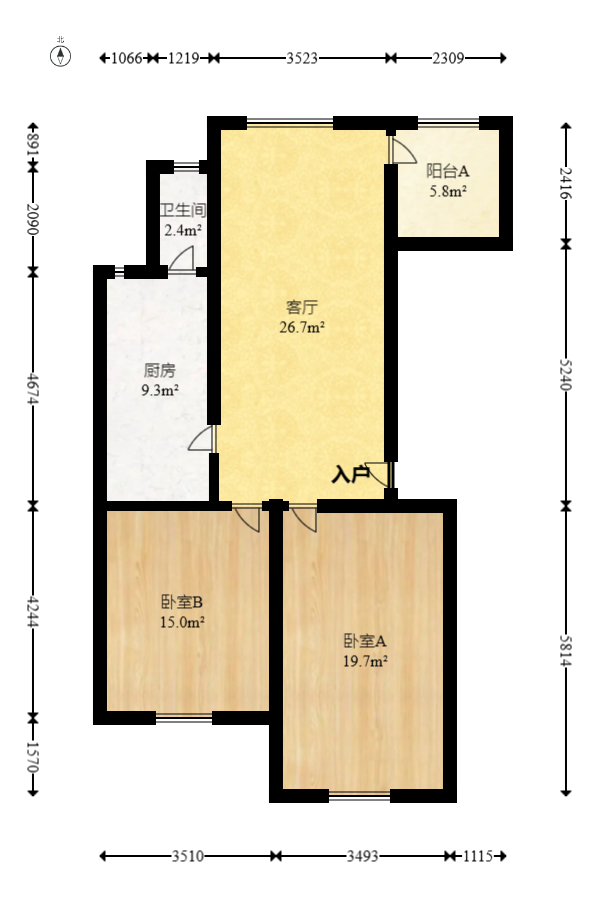 仰天湖4村  2室1厅1卫   60.00万室内图1